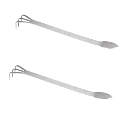 Stainless Steel Root Rake, 2-Pack Loosen Soil Bonsai Tree Tool 3 Prong with Ergonomic Handle Claw Garden Rake