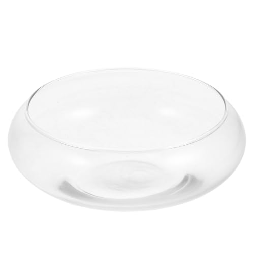 Happyyami Glass Fish Bowl Clear Round Vase Terrarium 5.90 X 5.90 X 2.36 in Bowl Planter for Hydroponic Plants Succulent Display Small Fish Tank Home Office Wedding Decor - size: 15x15cm