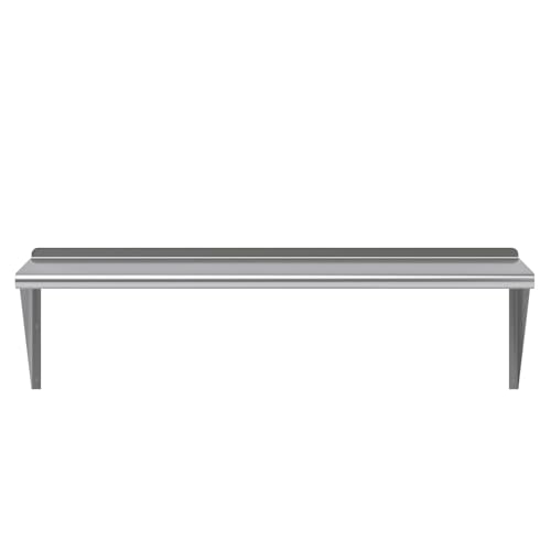 AmGood 18 in. x 48 in. Stainless Steel Wall Mount Shelf - NSF Certified, Commercial Grade, 18-Gauge - Holds up to 385 lbs - with Backsplash & Bullnose Edge for Kitchen, Restaurant, Garage - size: 18 in. x 48 in.