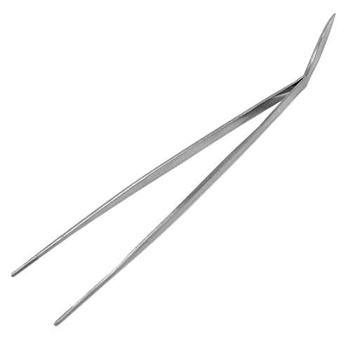 KAKURI Bonsai Tweezers Straight Serrated Tips with Spatula 8.8" - Made in Japan - Professional Bonsai Care Tool - Japanese Stainless Steel - color: Silver (Straight)