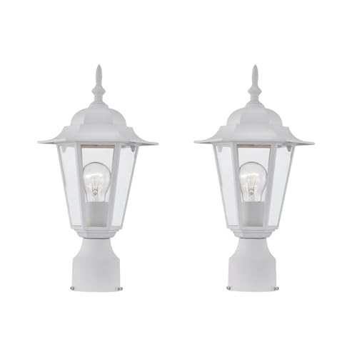 WISBEAM 2 Packs Outdoor Post Light, Pole Lantern, E26 Base 60W Max, Aluminum Housing Plus Glass, Wet Location Rated, ETL Qualified, Bulbs not Included, White - color: White, size: 2 Pack