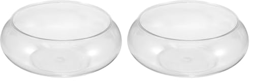 Clear Fish Bowl Vase Bubble Bowl Round Shallow Planter Plastic Container Fish Bowl Aquatic Plant Pot Daffodil Pot Hydroponic Planter Fish Tank Aquarium Bowl (Pack of 2) - size: 9.53 x 9.53 x 9.53in (Pack of 2)