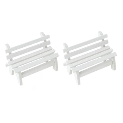 Leadigol 2 PCS Miniature Wooden Bench, Mini Furniture Bench Chair Figurines Miniature Landscape Ornament Art DIY Craft Ornament for Photobooth Props Home Decor