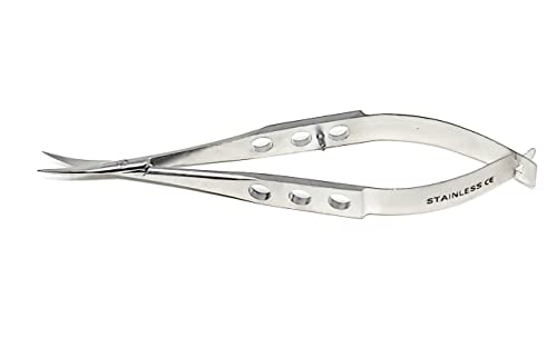 Castroviejo Micro Scissors 3.5" Curved, Fenestrated Flat Handle - style: Curved