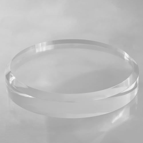 CiaoHER 2in Thickness Acrylic Disc Display Block Clear Polished Round Pedestal Stand Riser (12'' x 2'') - size: 12'' x 2''