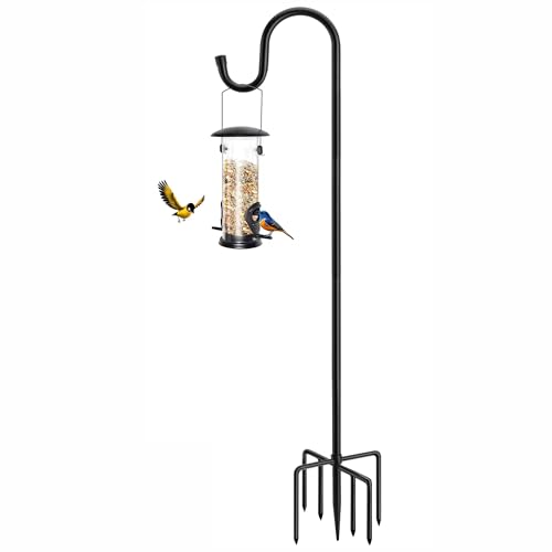 ANIDEER 72" Shepherds Hooks for Outdoor, Heavy Duty Garden Bird Feeder Pole for Hanging Bird Feeder, Plant Baskets, Solar Light Lanterns, Outdoor Plant Hanger Hook with 7 Base Prongs,1 Pack - size: 72 Inch