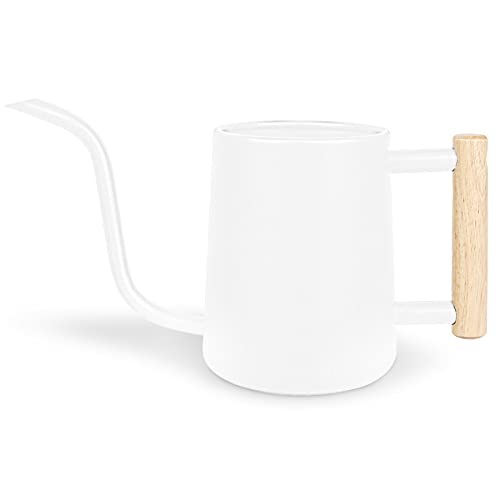 Watering Can Indoor Plants, 35 oz/1000 ml Metal Stainless Steel Watering Can Pot with Long Spout for Indoor House Plants Bonsai Outdoor Garden Flower Decorative (White) - color: White
