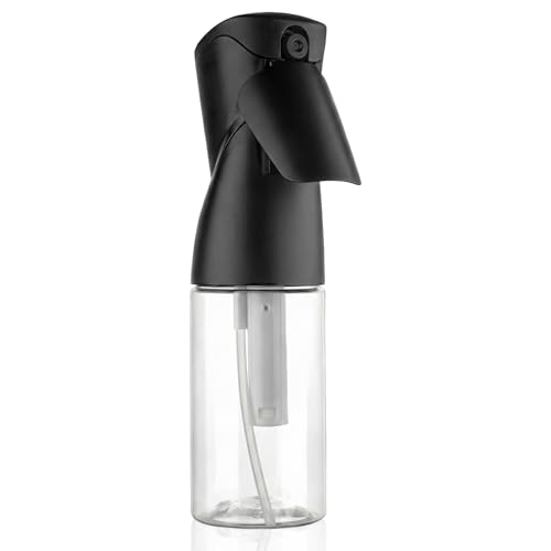 1 Pack 8.5oz Continuous Spray Bottle for Hair Styling & Plants - Fine Mist Sprayer Refillable Empty Water Dispenser for Cleaning, Ironing, Watercolor & Pet Care - Black