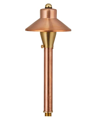 VOLT Flat Hat 12V Copper Mini Path Light (5" Shade, 15" Tall) | 4.5-Foot Diameter Area of Illumination, Lamp Ready, Low Voltage, Ideal for Outdoor Pathway Walkway Garden Driveway or Patio - color: Copper, size: Mini Path Light
