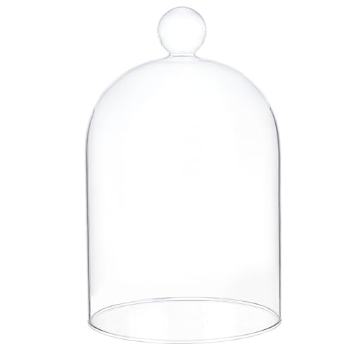 BENECREAT 4.7x6.3inch Glass Display Cloche, Clear Dustproof Dome with Bell, Glass Bell Cloche for Plants, Fairy Lights or Table Wedding Decor - size: 4.7x6.3 Inch