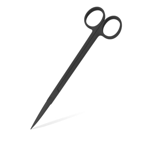 Mandala Crafts Black Straight 12 Inches Aquarium Scissors for Fish Tanks | Extra Long, Rust Resistant Stainless Steel, Trimming Aquatic Plants, Bowls, Terrariums, Freshwater & Saltwater Aquascape - color: Black Straight Scissors, size: 12 Inches