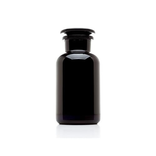 Infinity Jars 500 ml (17 Fl oz) Black Ultraviolet Blocking Glass Apothecary Jar Airtight Smell‑Proof Refillable Container for Herbs, Spices, Tea & Essential Oils - size: 500 ml