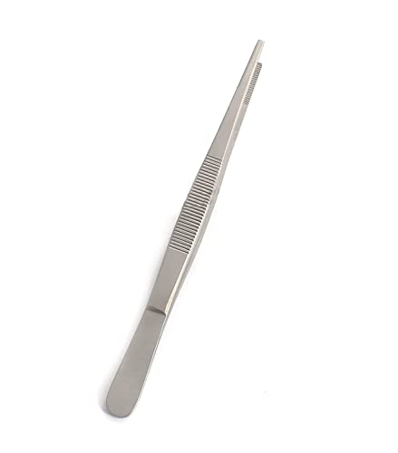 7" Thumb Dressing Forceps, Mulipurpose Tweezer Stainless Steel, Serrated Tip Straight Size 7 Inch Silver Serrated Tools Tweezers General Application Lab Forceps 7 inches