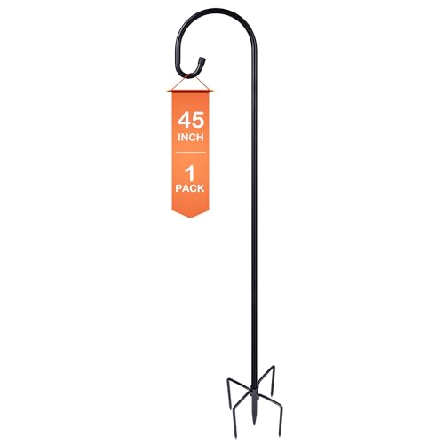 Ottsuls Shepherd-Hooks Adjustable for Bird-Feeder Lantern Plant-Hook Garden-Stake - Plant Stand Hanger for Outdoor Flower Basket, Bird Feeder Hanger Weddings Décor - size: 45 INCH, style: B-1 Pack