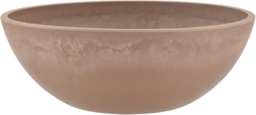 PSW Pot Collection M25TP 10-inch Plastic/Stone/Wood Composite Low Bowl Planter – No Drainage Hole (Drillable), Shallow Indoor/Outer Pot for Succulents, Bonsai, Fairy Gardens, Herbs, Taupe (Pack of 12) - color: Taupe, size: 10 Inch (Pack of 12)