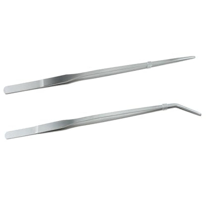 2PCS 10 Inch Long Handle Stainless Steel Straight and Curved Tweezers Pliers Aquatic Plant Tweezer Aquarium Tool for Gardening Feeding Stick Jewellery Making Crafts