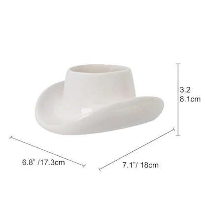 White Ceramic Cowboy Hat Planter