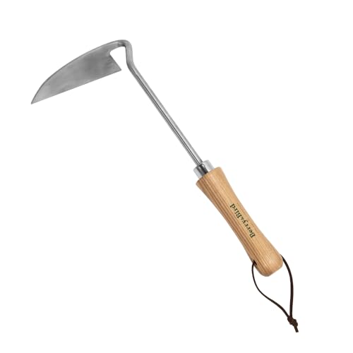 Berry&Bird Sickle Hoe Crack Weeder, Stainless Steel Japanese Weeding Sickle | Versatile Weeding Tool with Wooden Handle, Garden Hand Hoe for Effective Weeding Cultivating Loosening Furrowing & Digging