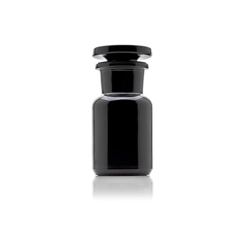Infinity Jars 50 ml (1.69 fl oz) Black Ultraviolet Blocking Glass Apothecary Jar Airtight Smell‑Proof Refillable Container for Herbs, Spices, Tea & Essential Oils - size: 50 ml