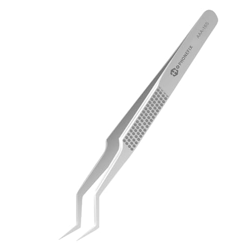 High Precision Tweezers Chip Positioning Tweezers Heat-resistance Multipurpose Curved Tweezers Cell Phone Motherboard Repair Hand Tool for Soldering and IC Chip Micro-repair, Stainless Steel