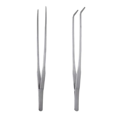 2PCS 10 Inch Long Handle Stainless Steel Straight and Curved Tweezers Pliers Aquatic Plant Tweezer Aquarium Tool for Gardening Feeding Stick Jewellery Making Crafts