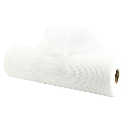 White Deco Mesh 10 Inch Rolls White Fabric Mesh Ribbon for Christmas Tree, Garland, Staircase, Mailbox, Centerpiece, Making Wreaths, Decorating and Crafts (30 Feet) - color: White