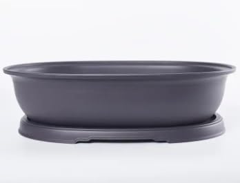 CZ Grain 10 Inch Oval Bonsai Pots and Drip Tray - Heavy Duty Didspay Pot (1 Pot) - color: 1 Pot