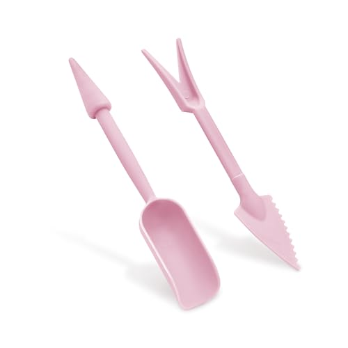 Transplanting Tool Set, 2Pc Small Plastic Sowing Digging Tools Kit Seedling Extractor, Mini Garden Seedling Tools for Home Planting Succulents Indoor Outdoor Widger Digging 2 Color (Pink)