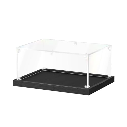 JUJOMAT Acrylic Display Case for Collectibles, Clear Box 14x10x6 in, Black - color: Black, size: 14 x 10 x 6 inches