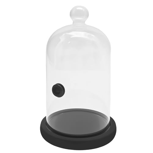 MDEOOSKY Smoking Cloche with Wood Base, Cocktails Smoke Infuser Accessory, for Dessert Food and Drinks Classic Glass Smoke Cloche Glass Dome for Smoker Gun Cocktails