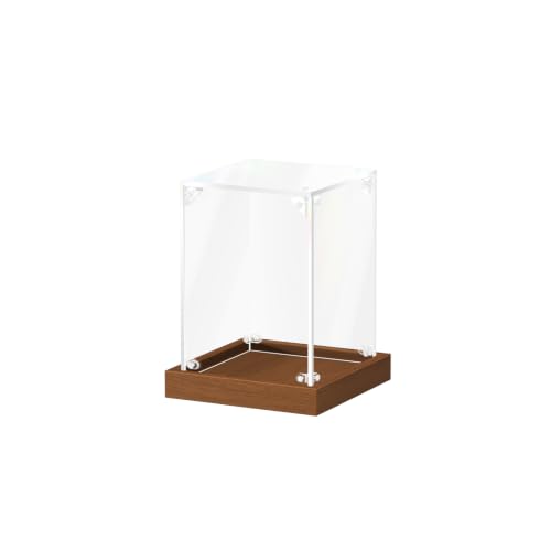 JUJOMAT Acrylic Display Case for Collectibles, Clear Box 6x6x8 in, Walnut - color: Walnut, size: 6 x 6 x 8 inches