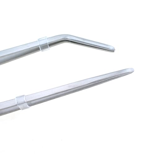 2PCS 10 Inch Long Handle Stainless Steel Straight and Curved Tweezers Pliers Aquatic Plant Tweezer Aquarium Tool for Gardening Feeding Stick Jewellery Making Crafts