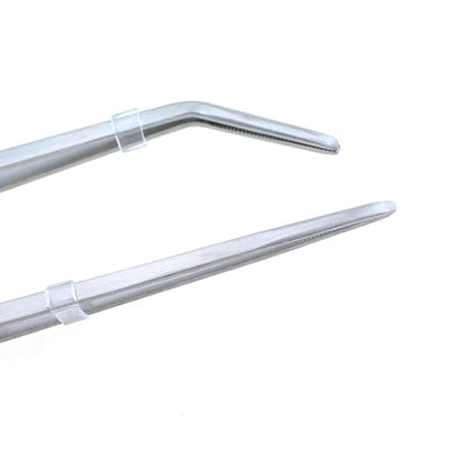 2PCS 10 Inch Long Handle Stainless Steel Straight and Curved Tweezers Pliers Aquatic Plant Tweezer Aquarium Tool for Gardening Feeding Stick Jewellery Making Crafts