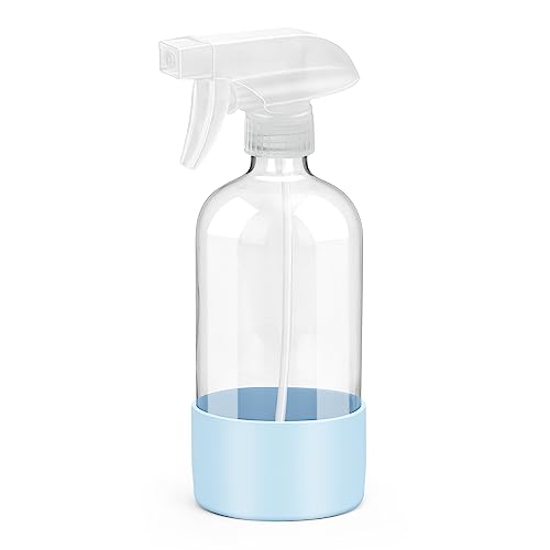 Glass Spray Bottles for Cleaning - 16 oz Spray Bottles with Silicone Sleeve - color: Blue