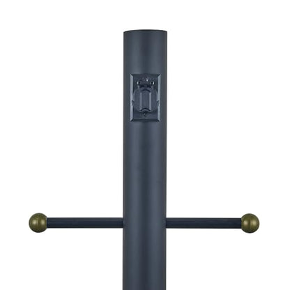 Design House Oakmont Outdoor Lamp Post, Integrated Outlet, Weather-Resistant, Powder-Coated Steel, 15.5-in. Plastic Cross-Arm, Easy Installation, Black, 3 in. Diameter x 80 in. H, 579714 | With Outlet, In Ground, Traditional, Steel, Lighting, 579714 - col