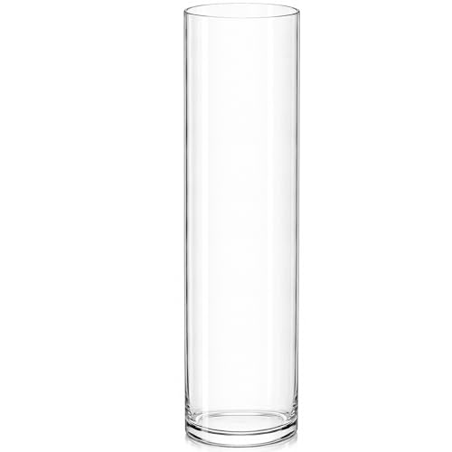 Royal Imports Glass Cylinder Flower Vase 16" Tall, 4" Opening, Clear - size: 4" wide x 16" tall