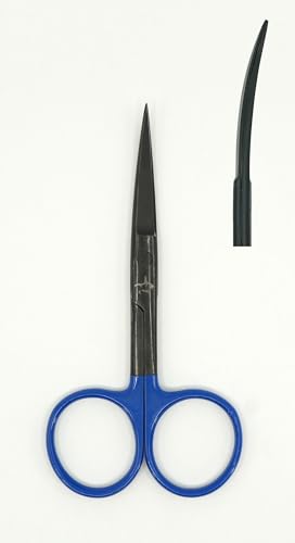 Kingfisher Fly Tying Hair Scissors, 4.5 Inch, Curved - color: Blue