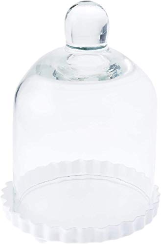 Miniature Glass Bell Jar with White Fluted Base