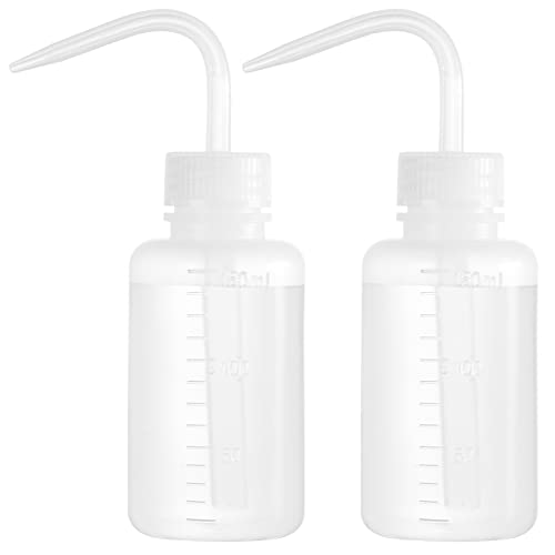 Oubest 2pcs Small Squeeze Bottles 150ml 5oz Wash Bottle Ldpe Plastic Squirt Water Bottle for Medical Label Tattoo Lash Water Succulent Watering Irrigation - color: White, size: 2Pcs 150ML