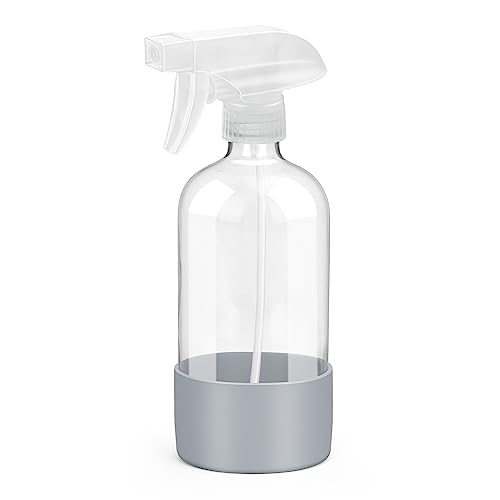 Glass Spray Bottles for Cleaning - 16 oz Spray Bottles with Silicone Sleeve - color: Grey