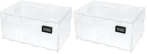 BETAZOOER Large Acrylic Reptile Terrarium Breeding Tank 15.3"x9.7"x7.6" (Pack of 2) - size: Large (Pack of 2)