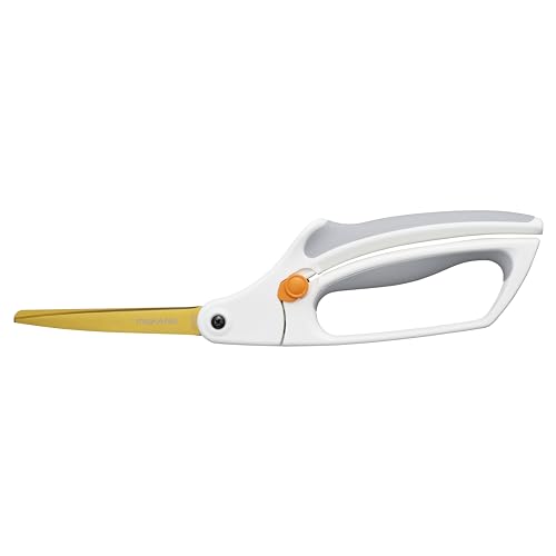 Fiskars 10" Easy Action Bent Handle Titanium Craft Scissors | No. 8 Durable Titanium Blades for Mixed Media Materials, Spring-Assisted Bent Handle Reduces Hand Fatigue, SoftGrip - style: Bent Handle Titanium Easy Action