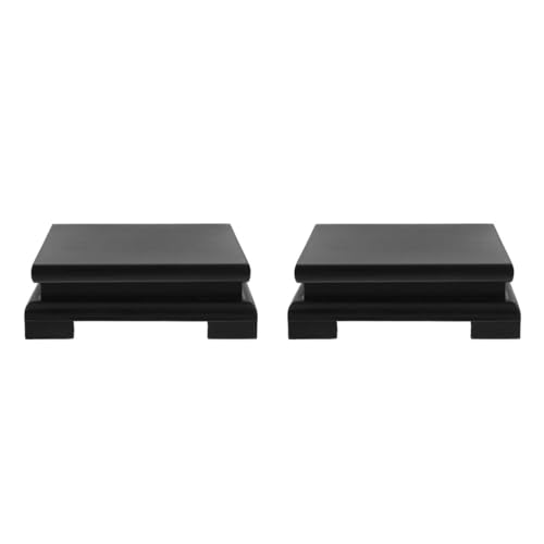 Cabilock Wood Display Base 2-pack 5.90 inch Pedestal Stand for Vase Plant Pot Bonsai Buddha Statue Antique Tea Set Home Office Hotel Restaurant Decor