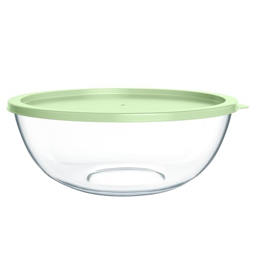 Extra Large Glass Mixing Bowls Clear Glass Salad Cooking Bowls for Kitchen Salad Bread Storage (6 Qt)