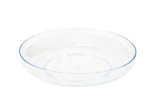 WGV 6" Inches Clear Hard Plastic Floral Decoration Designer Dish Plate, Plant Saucer Tray, Wedding Decor Centerpieces Pack of 24 Pieces - size: 6"