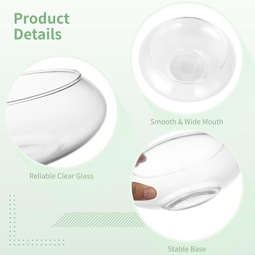 2 PCS Glass Vase Bowls, 7.8 in Wide Mouth Round Flower Vase, Clear Terrarium Bowl, Glass Hydroponic Planter, Floral Container, Fish Bowl Centerpiece for Wedding Table Home Decor