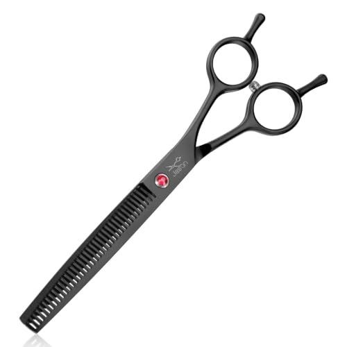 JASON Dog Grooming Thinning Scissors - 7" Professional 37 Teeth Pets Shears | Japanese Stainless Steel Blender Scissor, Black, for Other Pets & Cats, Gift - color: Black, size: 7.02