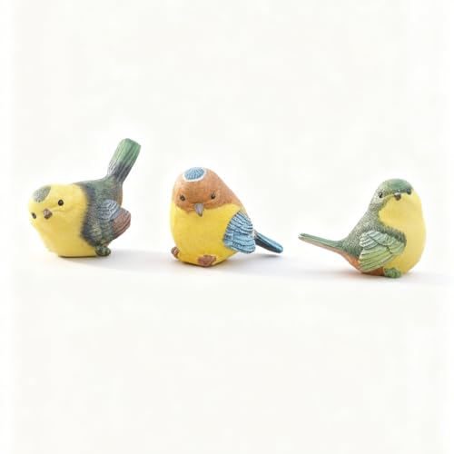 Resin Bird Figurines Set of 3, 3.2" H - size: Medium – Set of 3
