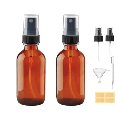 4 oz Amber Glass Spray Bottles - Small Empty Fine Mist Spray Bottle for Essential Oil,Face - Mini Dark Spray Bottles with,Included 4 Sprinkler, 1Funnels,1 Droppers, 4 Labels - style: 2Pack