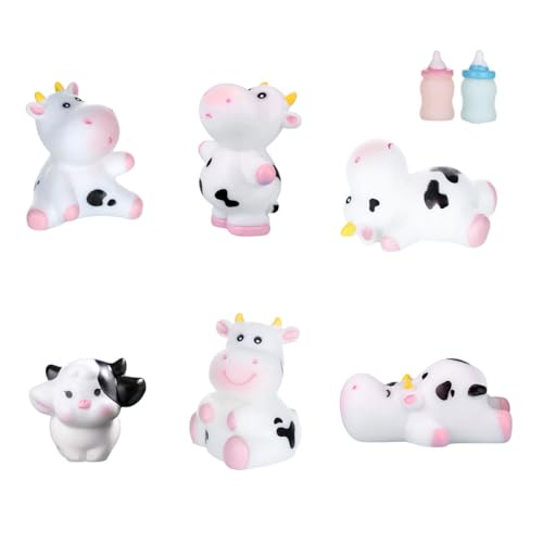 Rolin Roly 8PCS Cow Resin Micro Landscape Decorations Miniature Figurines Garden Statues Mini Accessory Ornaments for Home Kitchen Cake Toppers - color: 8pcs Miniature Cow Ornaments